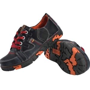 TMA Eyes Womens 8 Sneakers Black Leather Low Top Lace Up Casual Comfort Shoes